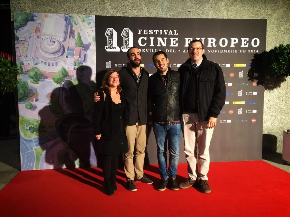 Adri Mena, Gisela Casas, Eduard Sola, and Gerard Pastor at a photocall at the Seville Film Festival for the presentation of the film Lunático.